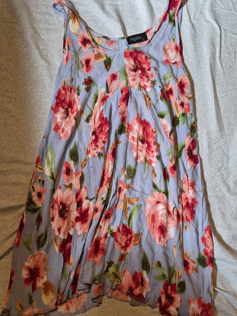 Papillon Blanc Girls' Lavender Floral Tank Dress with Pink & Green Blooms